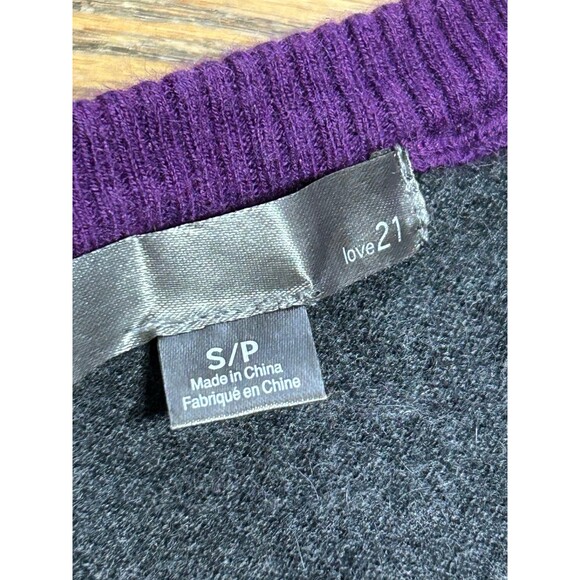 Rue 21 Vintage Angora Rabbit Hair Cardigan with Purple Trim size S Eyelet Hook - Picture 4 of 8